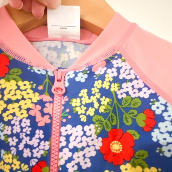 Baby Girl Floral One-Piece Rash Guard Swimsuit - Picture 2 of 5